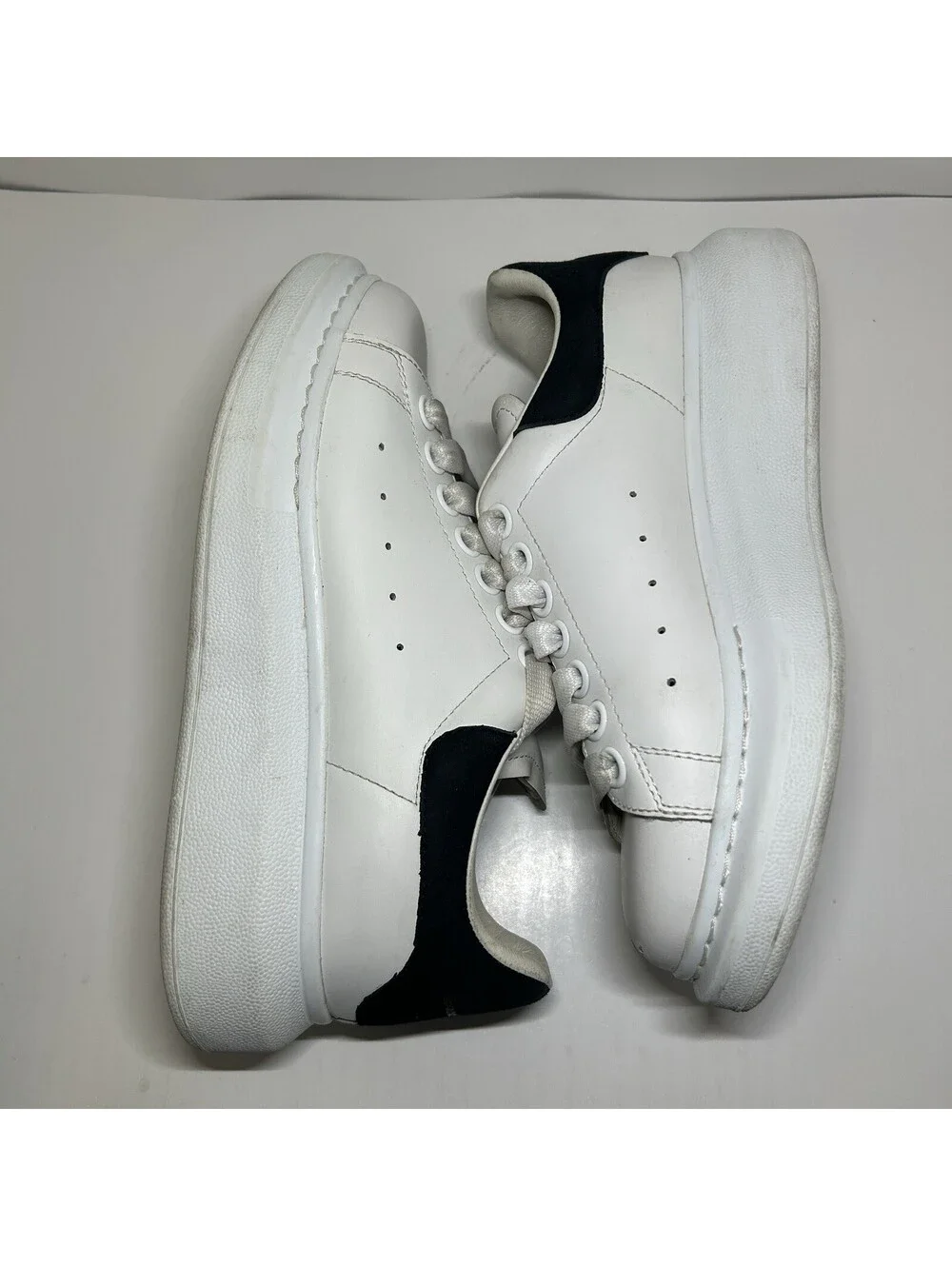 Alexander McQueen Oversized Sneaker White Leather Black Heel - Size 36 (6US)